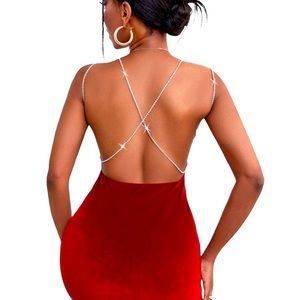 Rhinestone chain crisscross dess